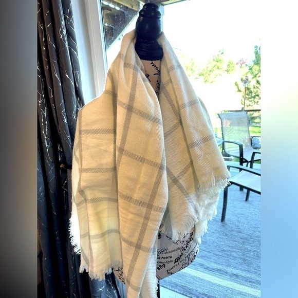 Accessories - D02.15 Cream and Grey Pashmina